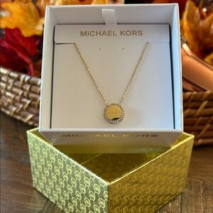 Michael Kors Gold Necklace with Silver Circle Pendant